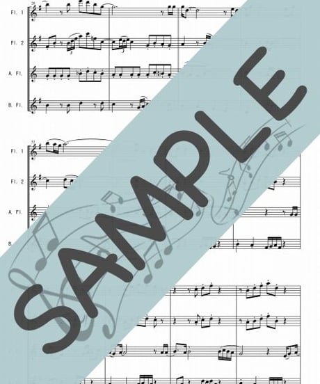 00114-RJ-FQG014-01 ひこうき雲/荒井由実：フルート四重奏（2Flutes,Alto-Flute,Bass-Flute）