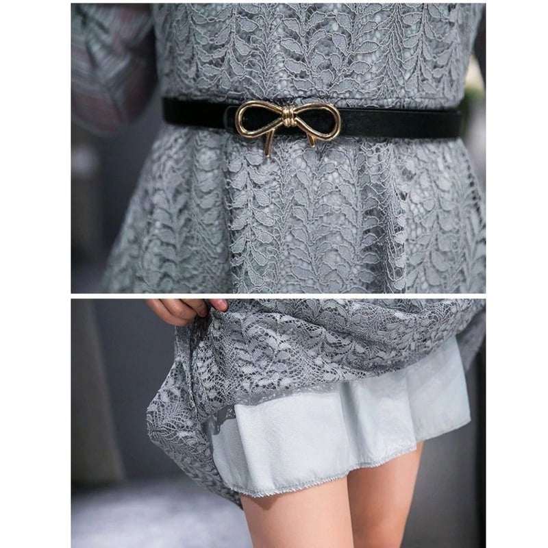 ハイネックレースミニワンピース ミニ丈 膝上丈 秋冬 結婚式 演奏会