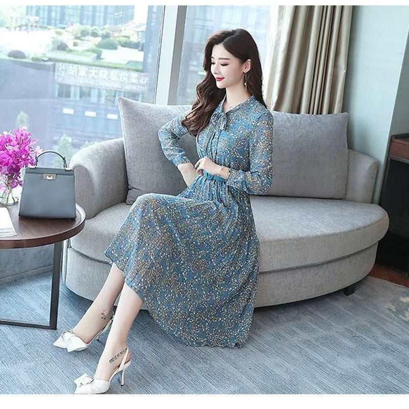 小花柄シフォンプリーツワンピース シャツワンピース フラワー 小花柄シフォンプリーツワンピース シャツワンピース フラワー