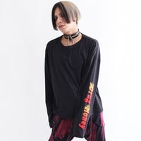 【DrugHoney】袖「Drug Honey」プリント長袖カットソー　RED