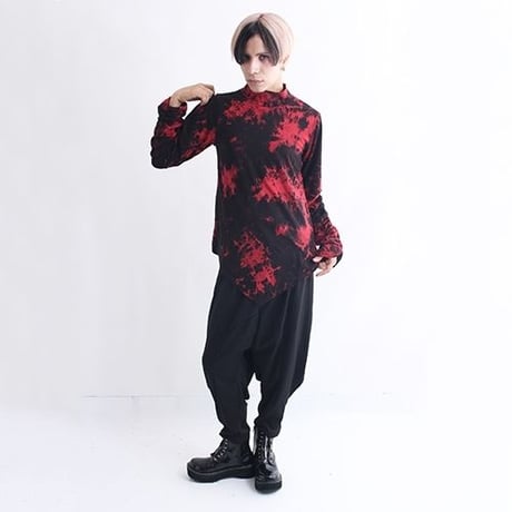 【DrugHoney】袖シャーリングデザインムラ染めカットソー