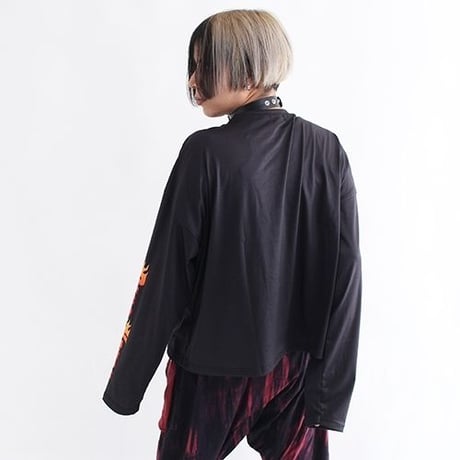【DrugHoney】袖「Drug Honey」プリント長袖カットソー　RED
