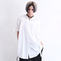 【DrugHoney】ギャザー入りモードシャツ  white
