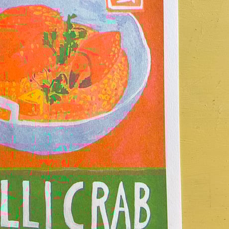 A4 Risograph art print --- Chilli crab