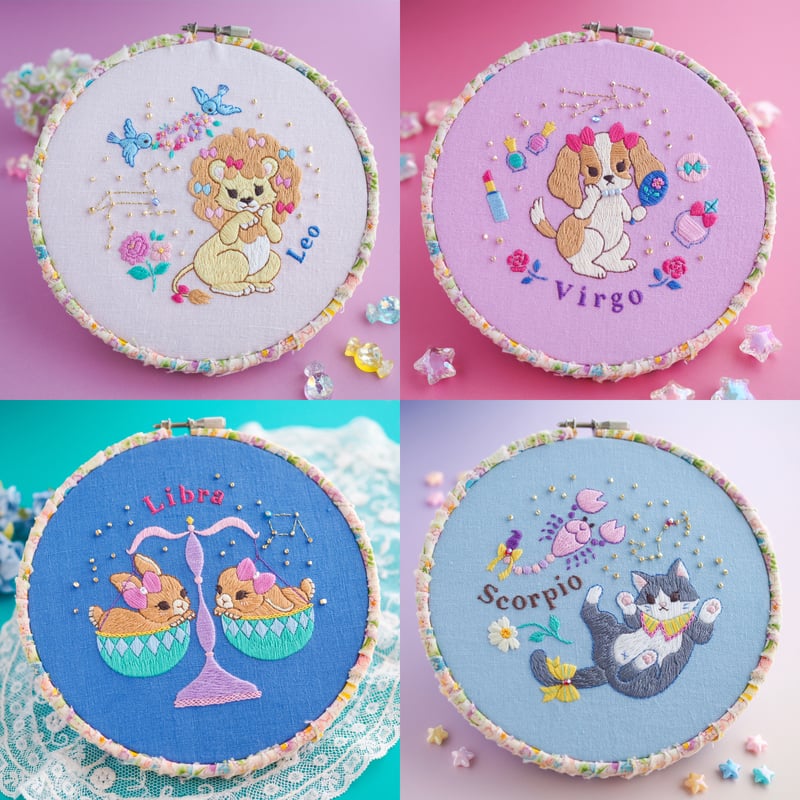 12星座の刺繍図案集（個展作品集） | spica-pika