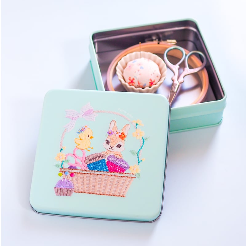 刺繍かんづめ mint（刺繍道具セット・図案付き） | spica-pika