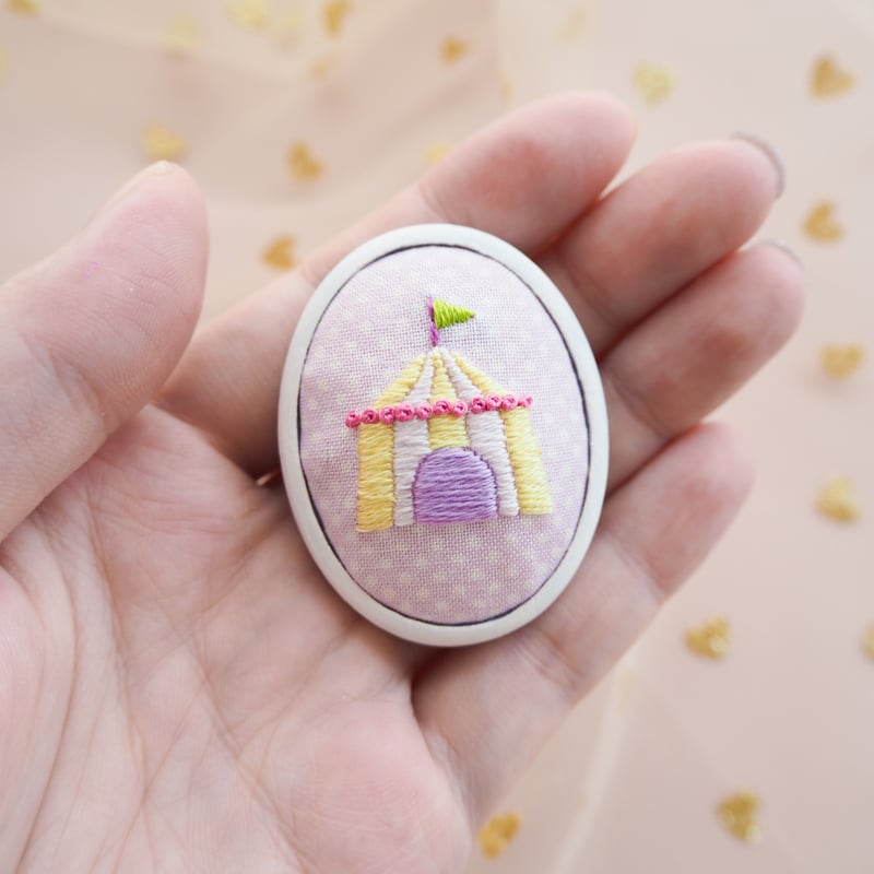 PDF刺繍図案「トラさんのパステルサーカス」 | spica-pika