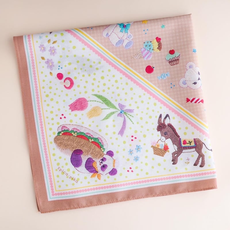 森の食いしん坊たち♪」大判ハンカチ | spica-pika