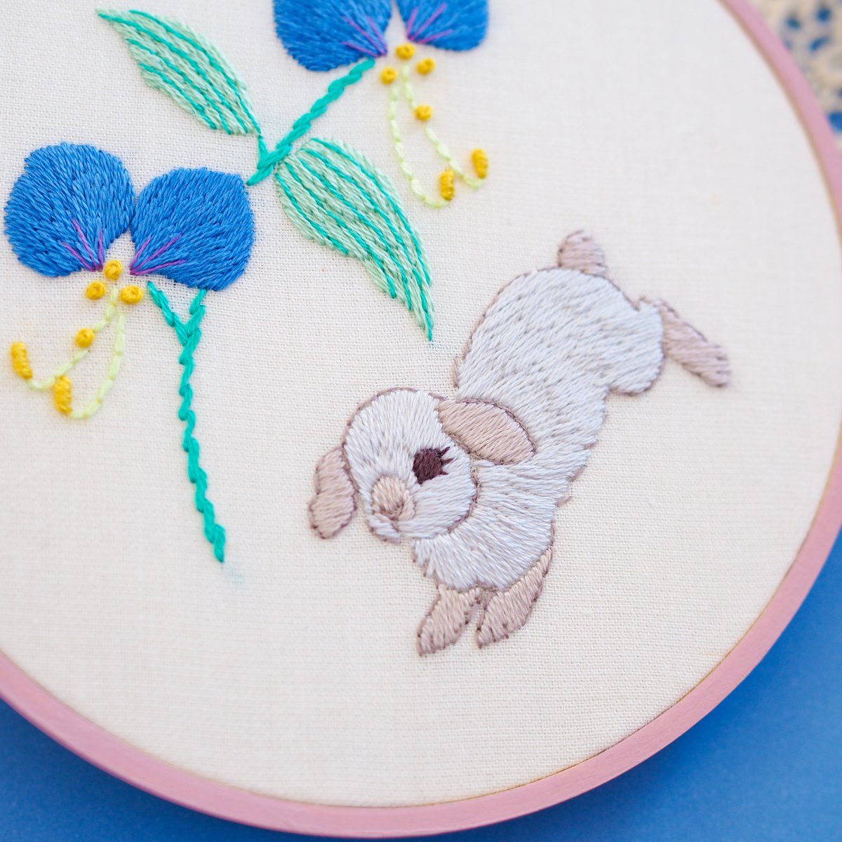 刺繍原画『露草とうさぎ』 | spica-pika