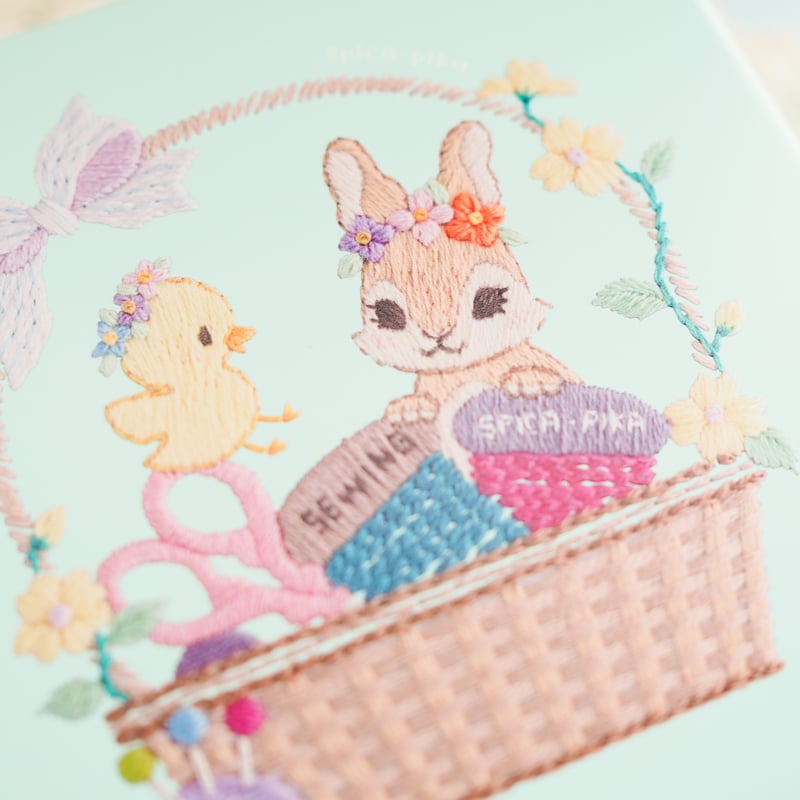 刺繍かんづめ mint（刺繍道具セット・図案付き） | spica-pika