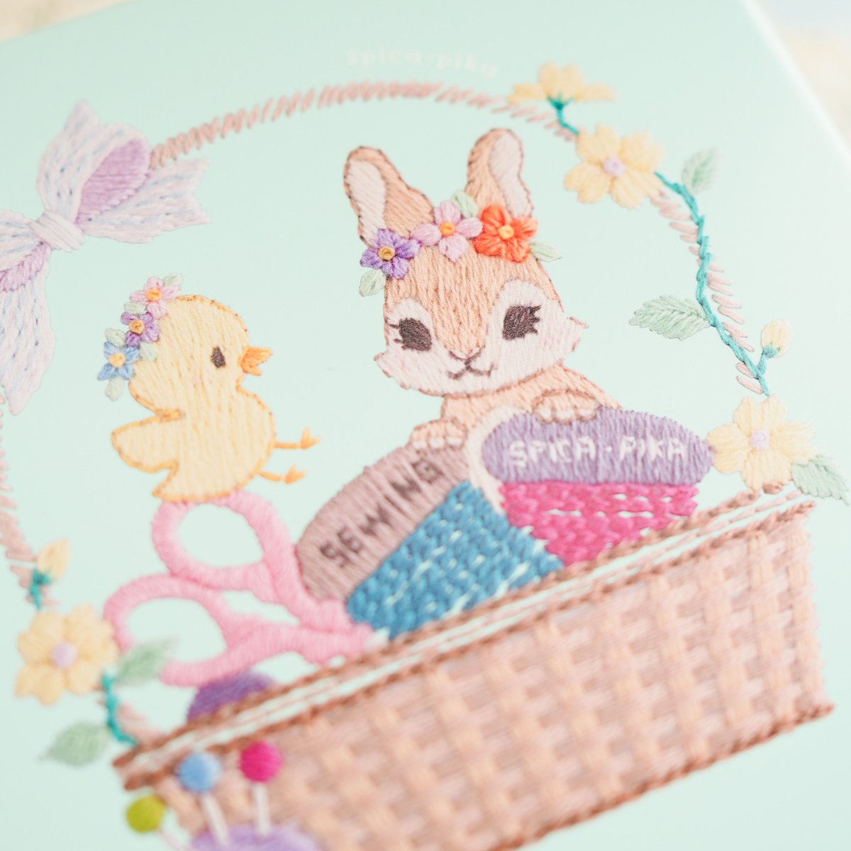 刺繍かんづめ mint（刺繍道具セット・図案付き） | spica-pika