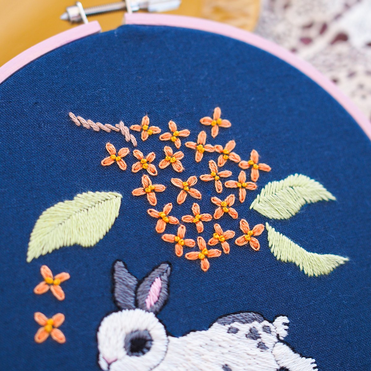 刺繍原画『金木犀とうさぎ』 | spica-pika