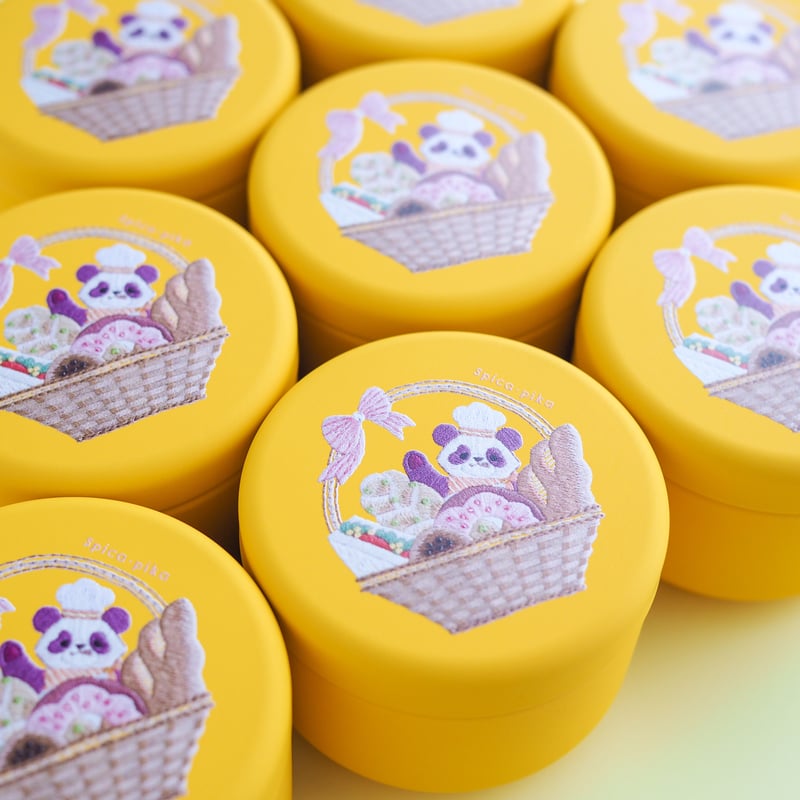 ミニ刺繡缶 小物入れ「パンダのパン屋さん」 | spica-pika 