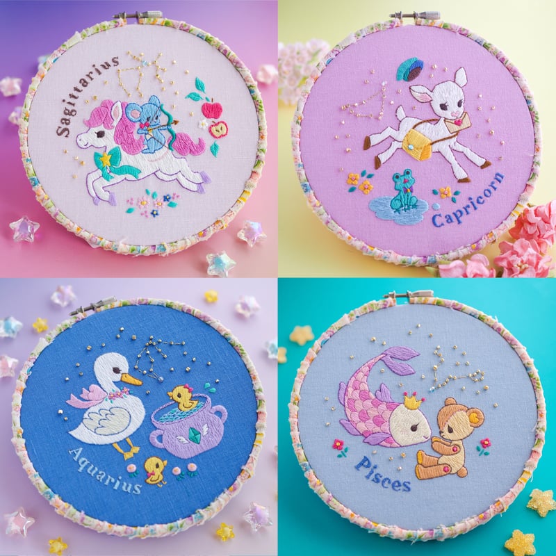 12星座の刺繍図案集（個展作品集） | spica-pika