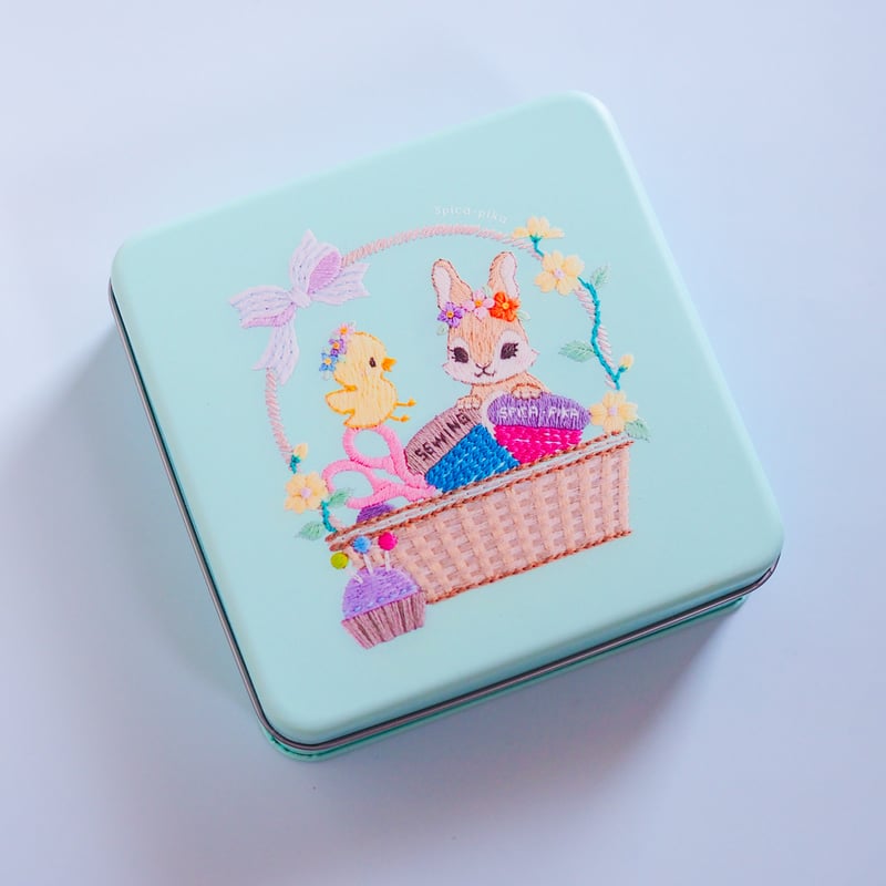 刺繍かんづめ mint（刺繍道具セット・図案付き） | spica-pika