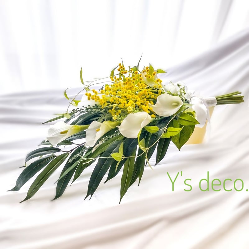 ミモザのウェディングブーケ 造花/ ミモザ カラー ウェディングブーケ  