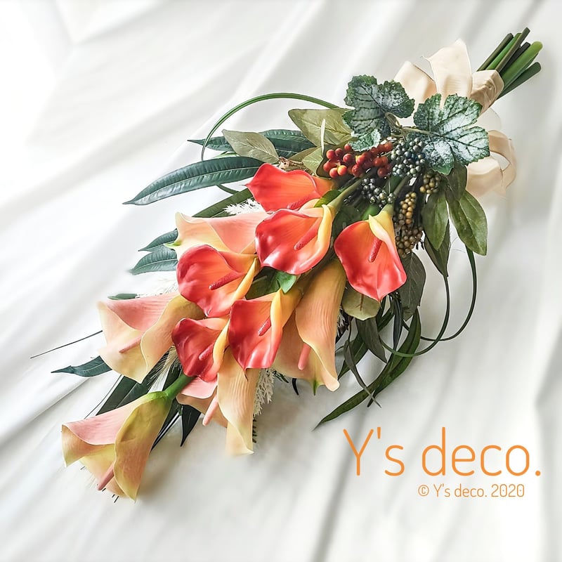 煌めくゴールド☆大輪ピオニーと開運カラーの和装ブーケ☆ウェディング