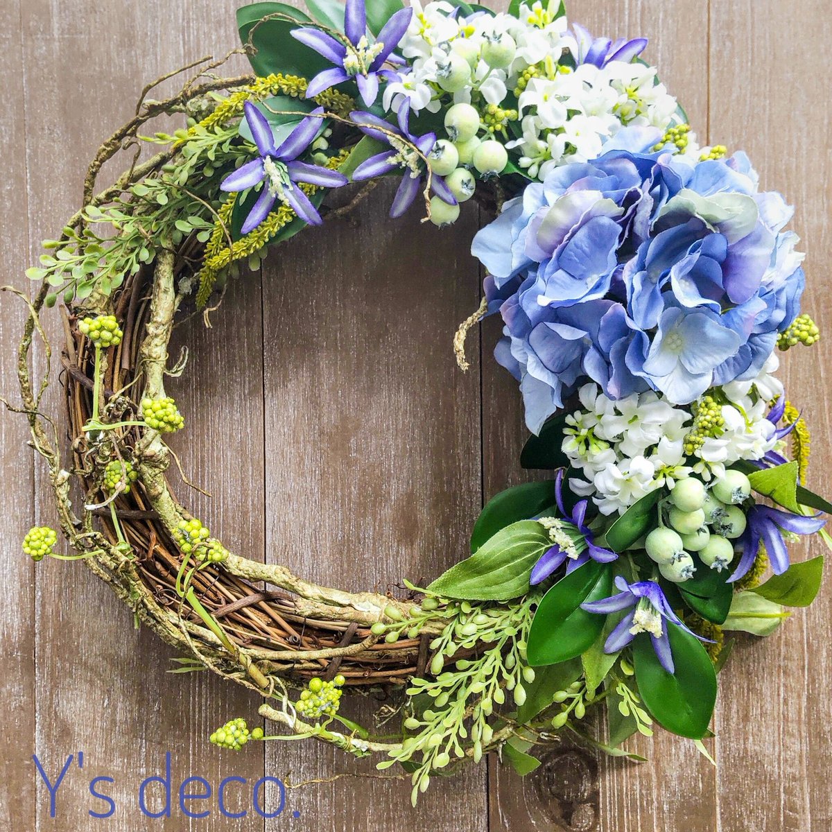 夏の足音】アジサイ 造花 リース | Y's deco.