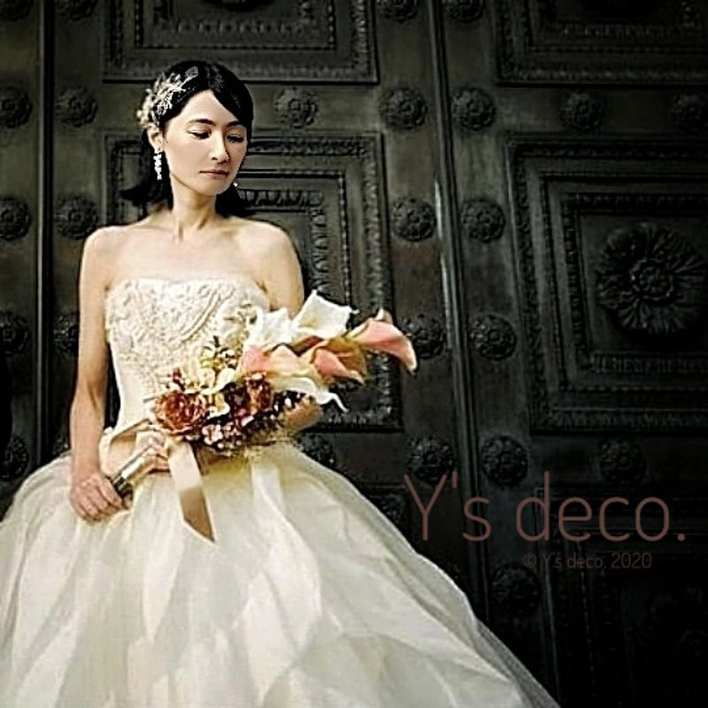 生花に見える】/くすみカラー ウェディングブーケ カラー くすみローズ