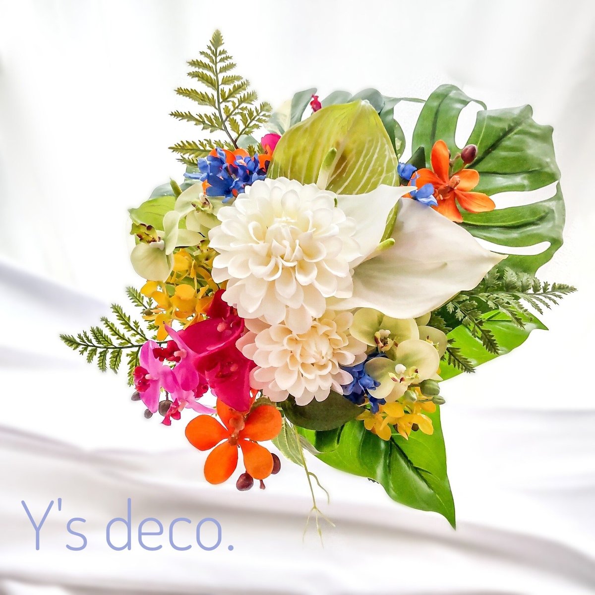 ウェディングブーケ】南国風 リゾート前撮り 高級造花 アーティシャル