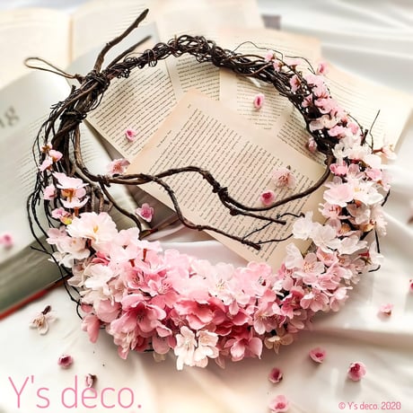 【ひらひらと、桜。】桜のリース 生花に見えるアートフラワー  オールハンドメイド オーダーメイド さくら