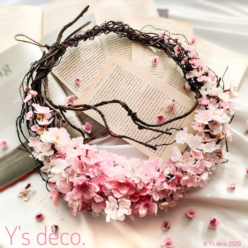 ひらひらと、桜。】桜のリース 生花に見えるアートフラワー オール
