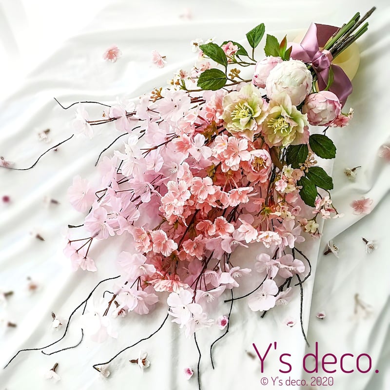 高級造花 桜 ふわり ウェディングブーケ/生花に見える さくらの