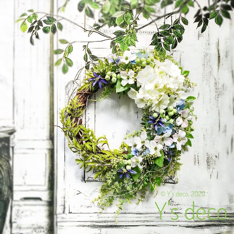 Flora's secret garden】夏 紫陽花のリース 生花に見える 高級