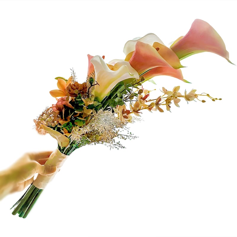 生花に見える】/くすみカラー ウェディングブーケ カラー くすみローズ