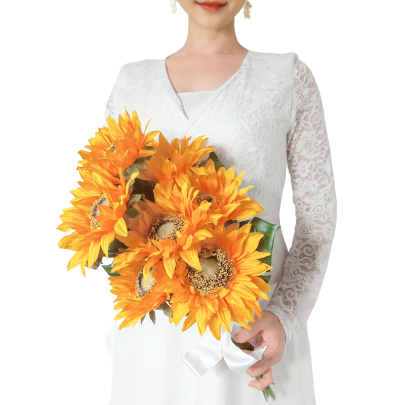 生花に見える】/ひまわりのウェディングブーケ 高級造花 アーティ