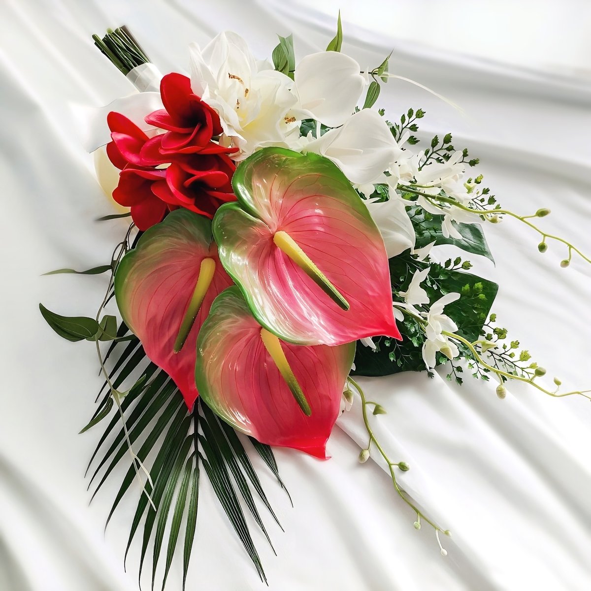 生花に見える】高級造花 南国 アンスリウム プルメリア カラー 造花