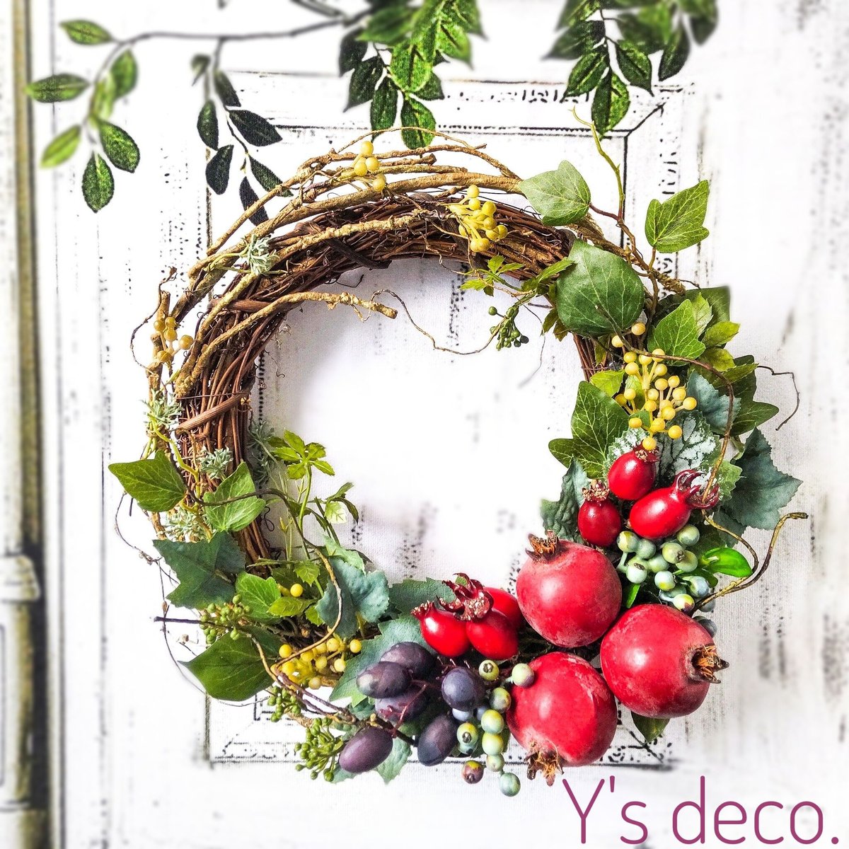 パープルローズと黒ブドウの葡萄の飾り入特大豪華リース♪♪☆* パープルローズと黒ブドウの葡萄の飾り入特大豪華リース♪♪☆* 【公式