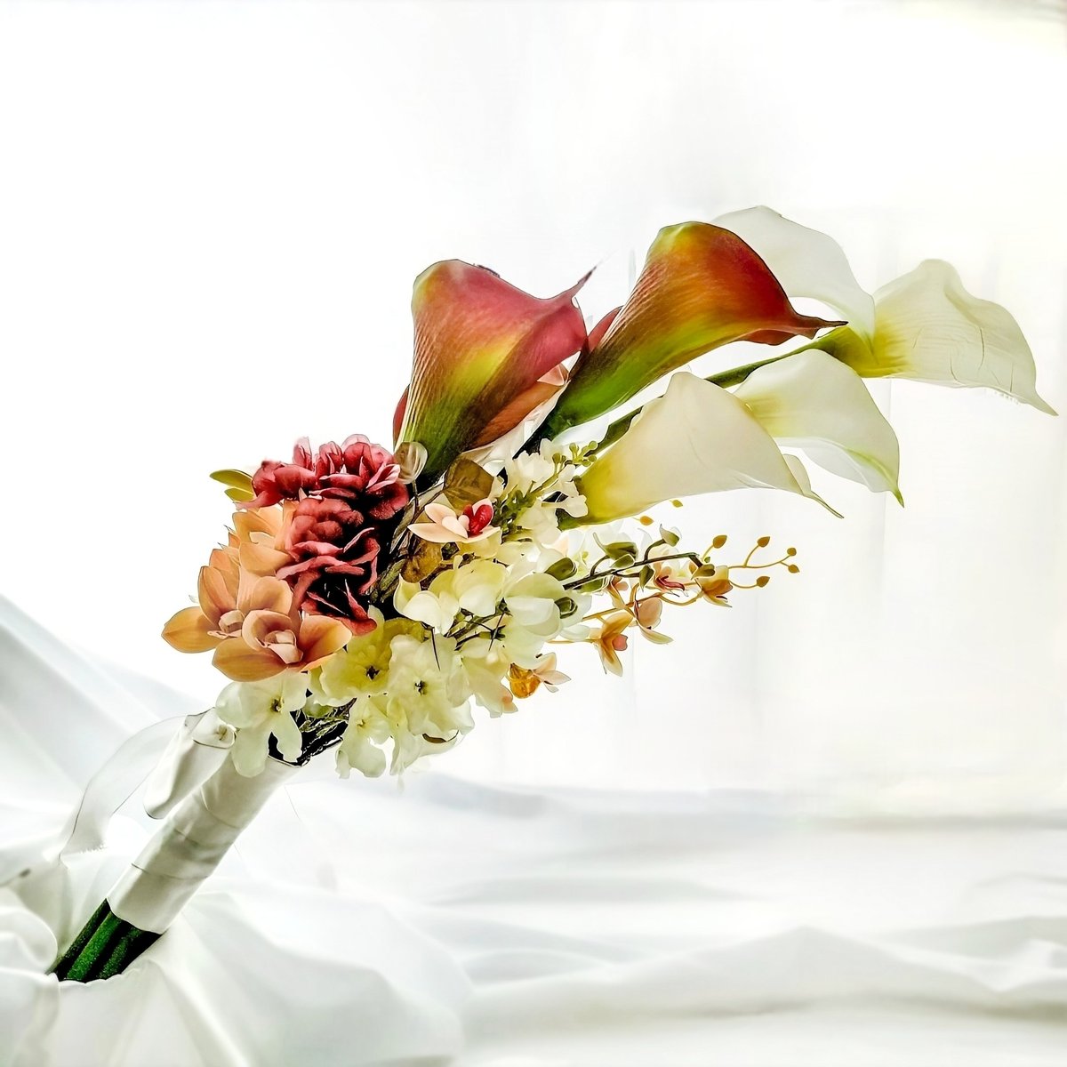 ウェディングブーケ カラー 8色 ウエディングブーケ ピンク ブルー シャンパン ホワイト パープル