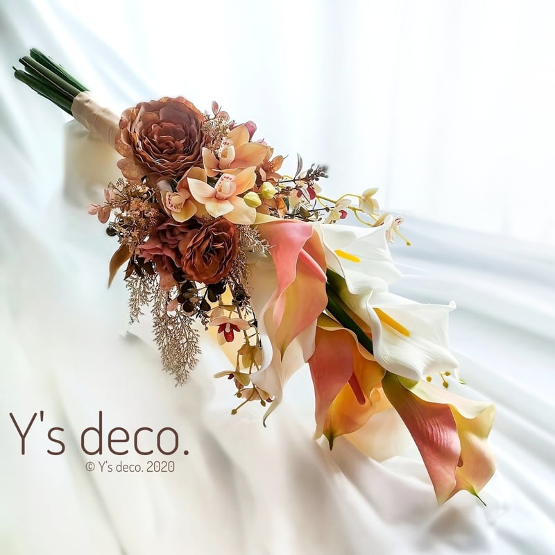 高級 くすみピンク ローズ アーティフィシャルフラワーブーケ