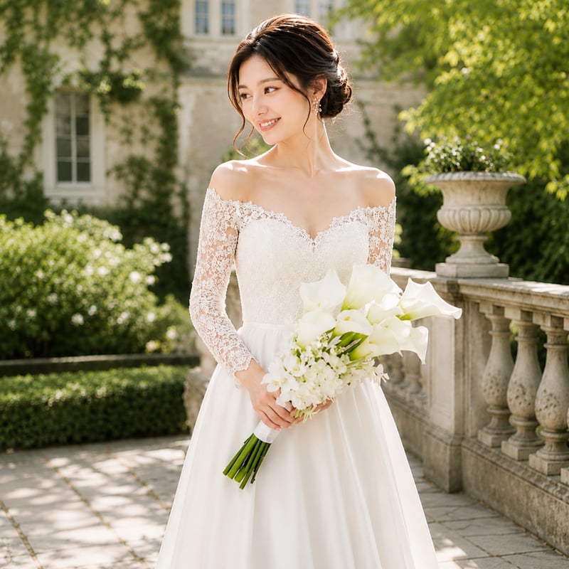 ウェディングブーケ 胡蝶蘭 カラーリリー 前撮り 花嫁 ブートニア付き 高級 生花に見える】/カラーと胡蝶蘭 白 高級造花 ウェディングブーケ