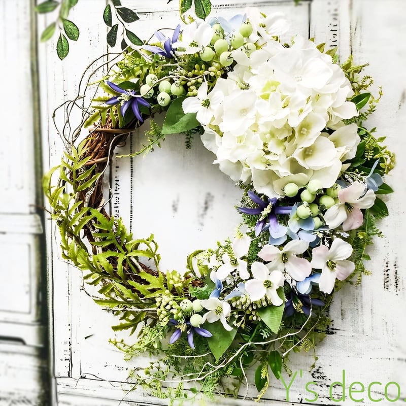 ◇初夏のリース◆紫陽花リース◇ナチュラル Flora's secret garden】夏 紫陽花のリース 生花に見える 高級