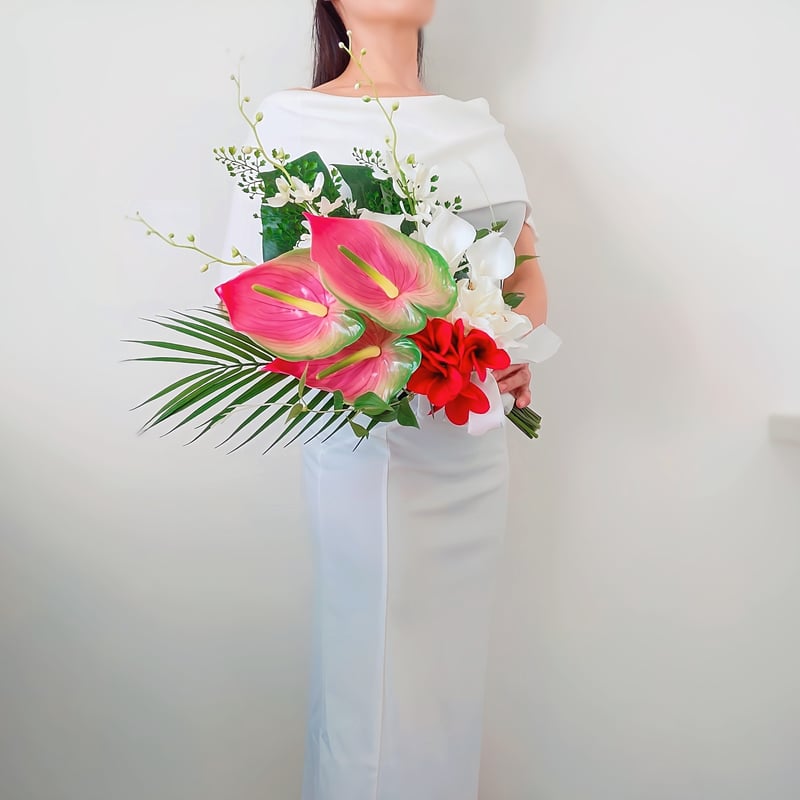 生花に見える】高級造花 南国 アンスリウム プルメリア カラー 造花