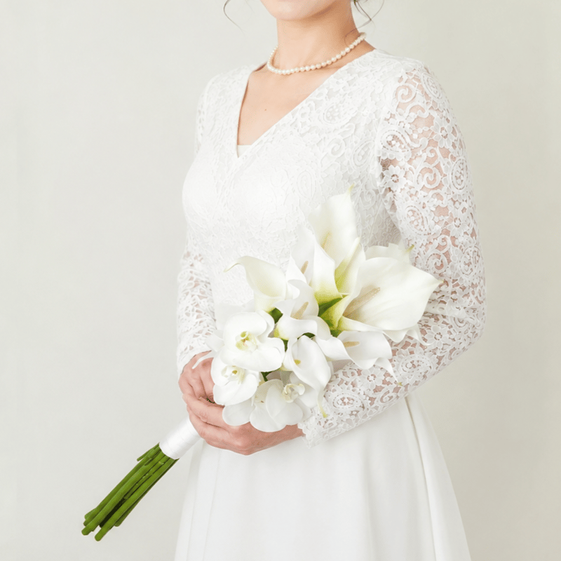 【特別価格】コチョウランのウェディングブーケ＆ブートニア 結婚式 前撮り 特別価格】コチョウランのウェディングブーケ＆ブートニア 結婚式 前
