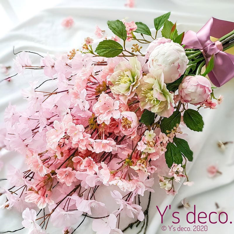 高級造花 桜 ふわり ウェディングブーケ/生花に見える さくらの