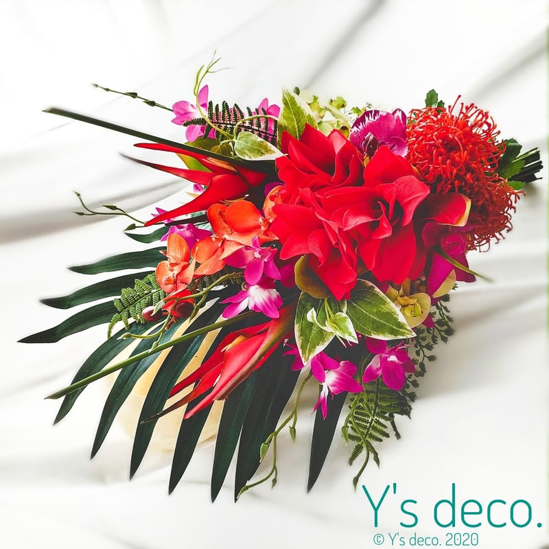 高級造花 ウェディングブーケ/赤 南国 リゾート ウェディングブーケ