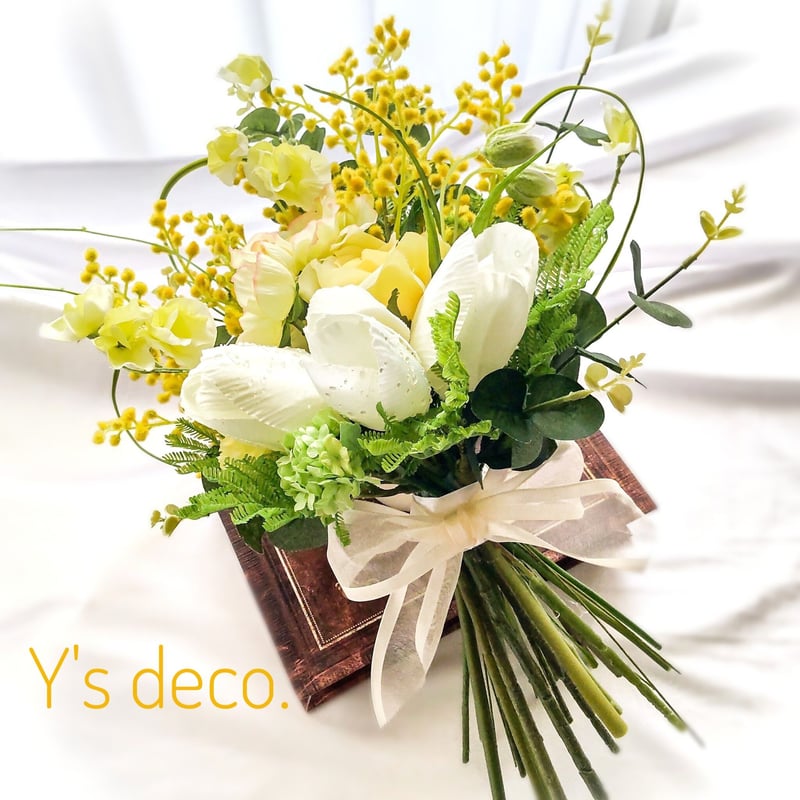 チューリップミモザ ウェディングブーケ