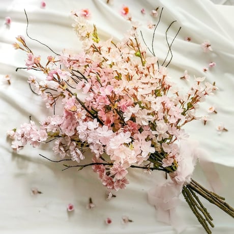 高級造花 さくら のブーケ 造花 桜 ウェディングブーケ  ブライダルブーケ  アーティフィシャルフラワー  桜  花束 造花ブーケ サクラ 海外 ギフト