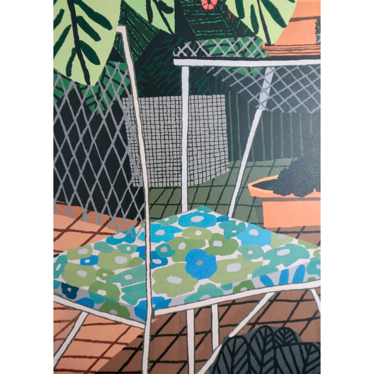 アートポスター ジョナス・ウッド フラワーチェア 送料込 匿名発送 Jonas Wood - Landscape Pot with Flower Chair |