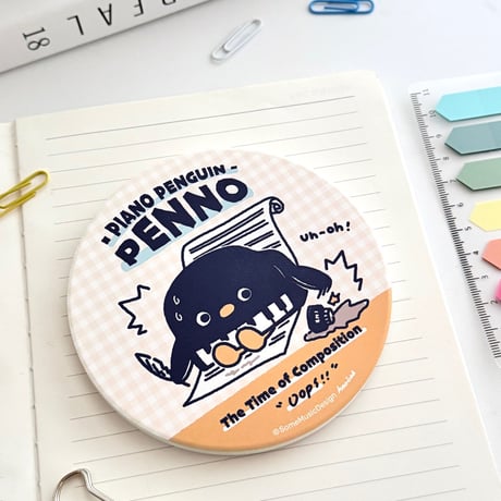 【オレンジ】ピアノモンスタ 陶器コースター｜音楽雑貨