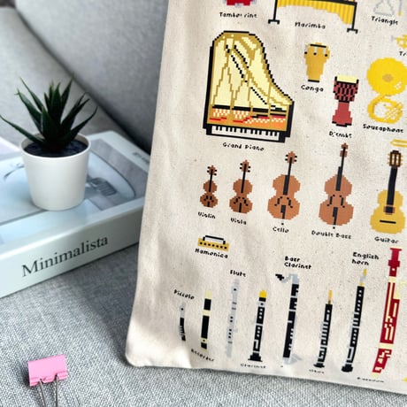 音楽トートバッグ-ピクセル楽器｜音楽雑貨