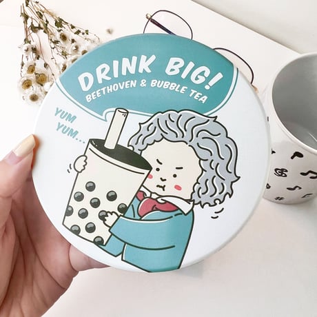 【ベートーベン】飲み物陶器コースター｜音楽雑貨