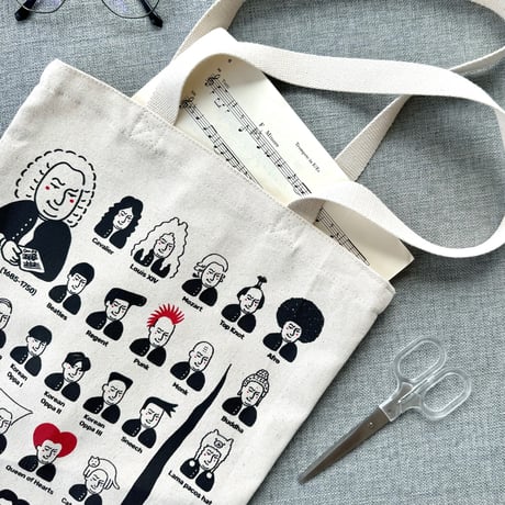 音楽トートバッグ-バッハの30ヘアスタイル｜音楽雑貨