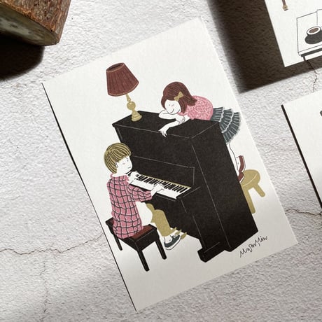 『一曲弾いてよ 』音楽の日常はがき｜音楽雑貨