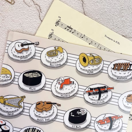 【音楽回転寿司】クリアファイル｜音楽雑貨
