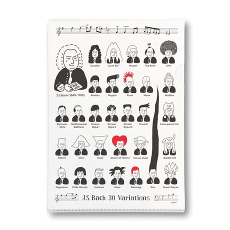 【バッハの30ヘアスタイル】クリアファイル｜音楽雑貨